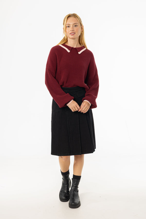 Brown Layered Faux Leather Skirt with Tiered Structure and Edgy Contemporary Look